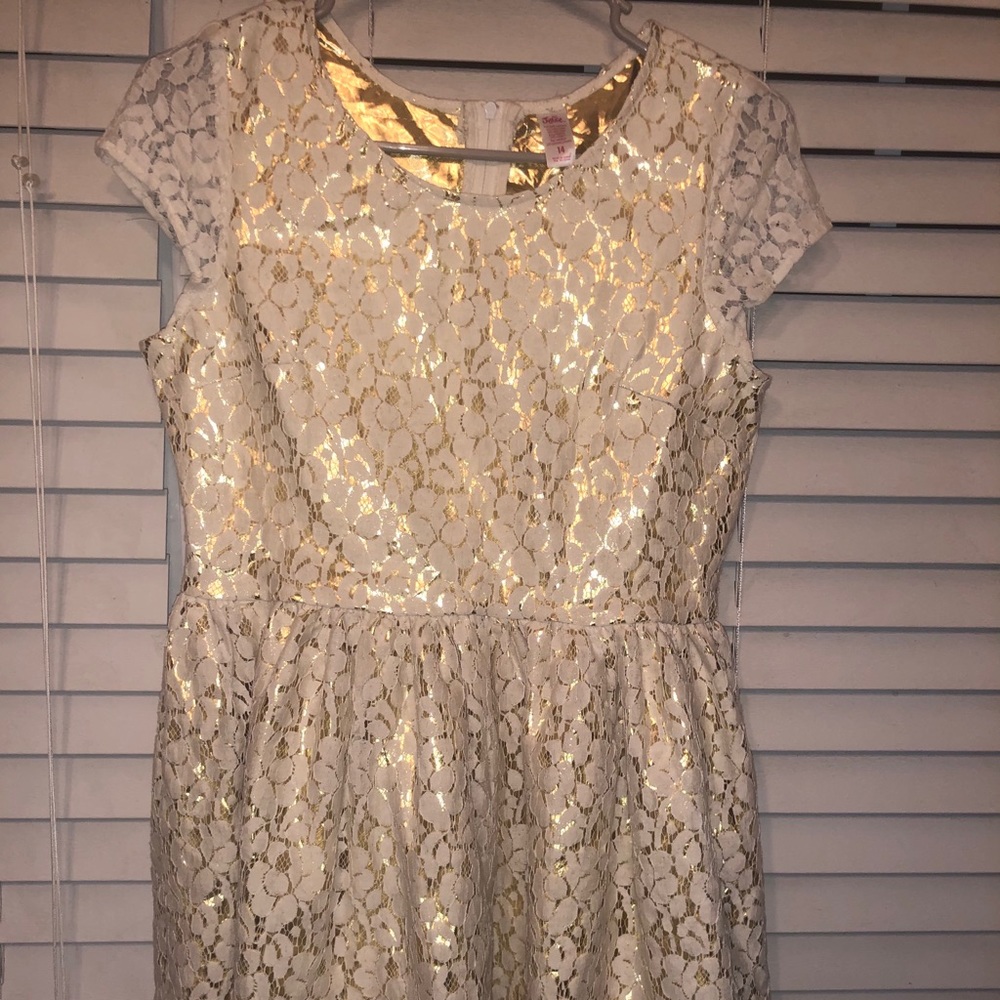 NWOT white/gold Beautiful Dress Sz 14